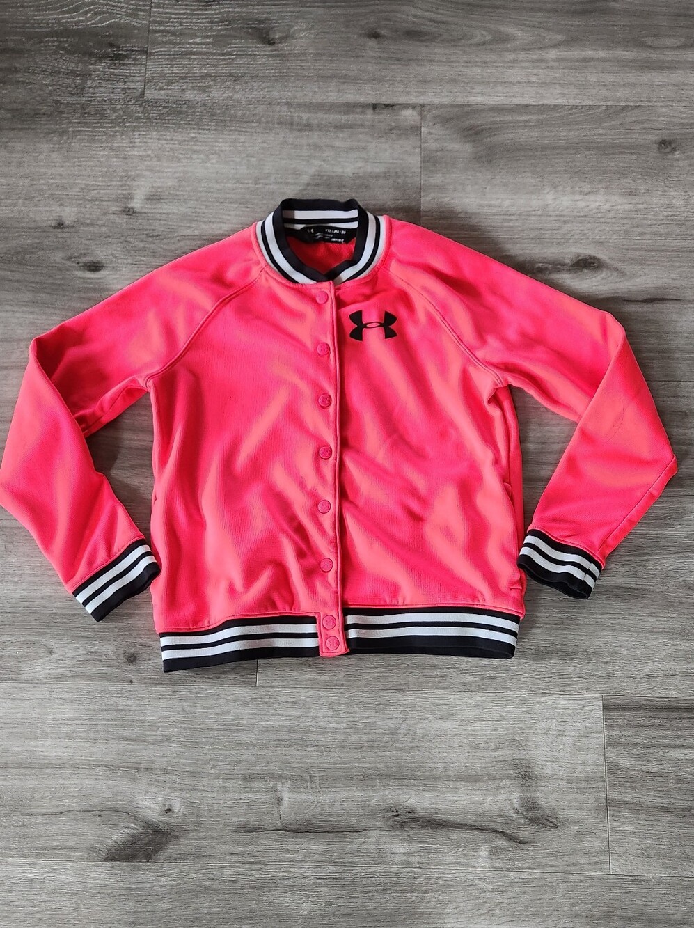 Under Armour Cold Gear Girl's Youth XLG Snap Button Jacket Hot Coral Pink